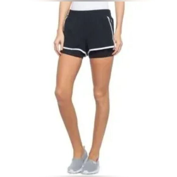 Spyder Women's Run Short W/Inner Biker & Zip Pockets Black/White Size L NWT - Picture 1 of 16